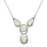 New White Opal .925 Sterling Silver Pendant Necklace 18+1" Long 1 ext