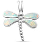 White Opal Dragonfly .925 Sterling Silver Charm Pendant