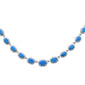 Blue Opal & Cubic Zirconia .925 Sterling Silver Necklace 16" Long