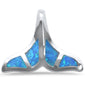 Blue Opal Whale Tail .925 Sterling Silver Charm Pendant