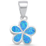 Blue Opal Plumeria .925 Sterling Silver Pendant