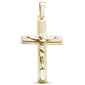 Yellow Gold Plated Solid Plain Jesus Cross .925 Sterling Silver Pendant