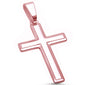 Rose Gold Plated Solid Cross .925 Sterling Silver Pendant