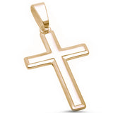 Yellow Gold Plated Solid Cross .925 Sterling Silver Pendant