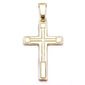 <span>CLOSEOUT! </span>Yellow Gold Plated Hand Carved Solid Cross .925 Sterling Silver Pendant