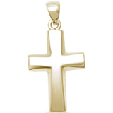 Yellow Gold Plated Plain Cross  .925 Sterling Silver Pendant
