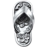 Plumeria  Beach Flip Flop Design Sandal .925 Sterling Silver Pendant