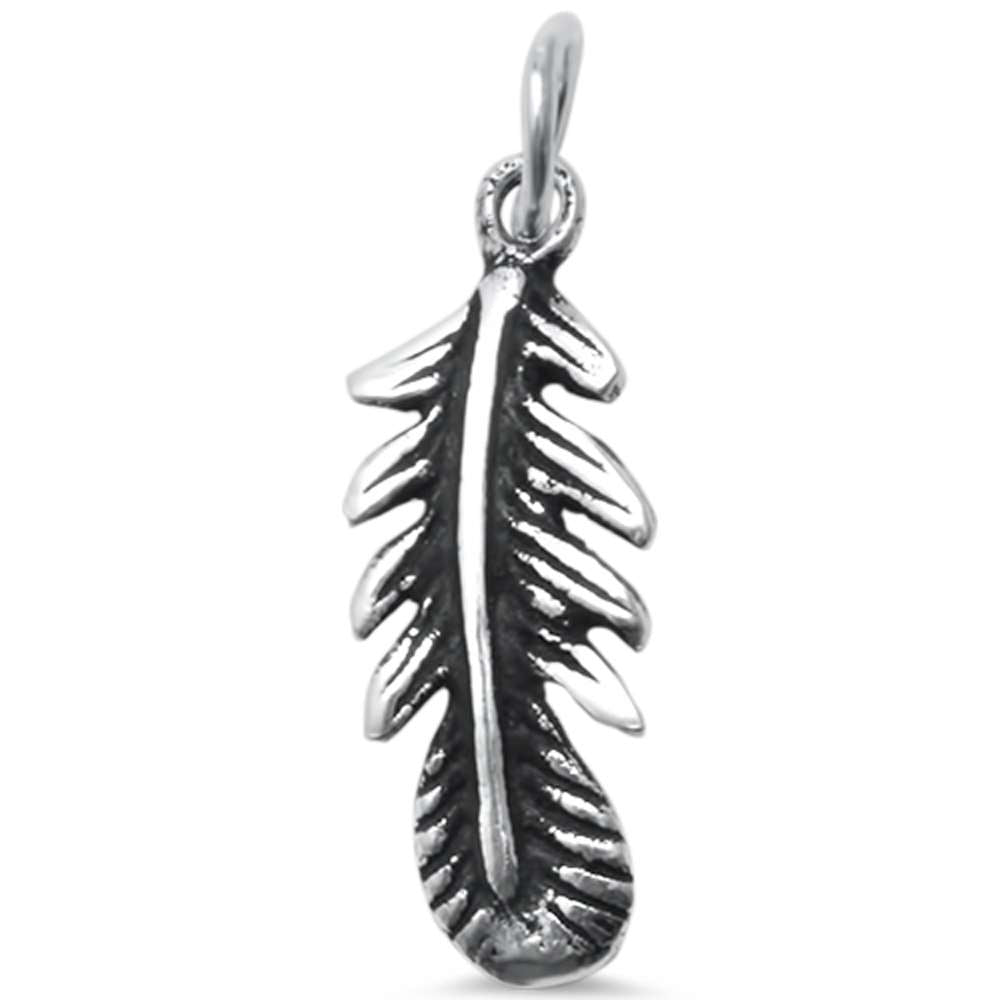 Plain Feather Leaf .925 Sterling Silver Charm Pendant