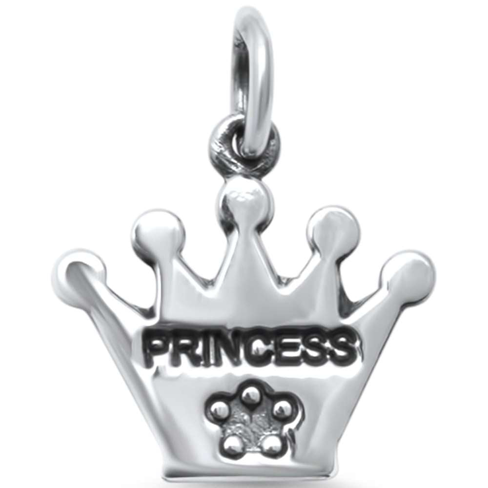 Trendy! Plain Princess Crown  .925 Sterling Silver Charm Pendant