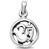 Plain Om Symbol .925 Sterling Silver Charm Pendant