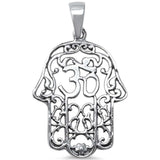Plain Kabbalah Hand of God Om Evil Eye  .925 Sterling Silver Charm Pendant