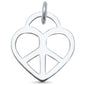 <span>CLOSEOUT! </span>Cute! Heart Peace Sign .925 Sterling Silver Charm Pendant
