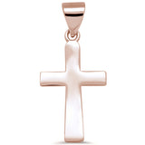 <span>CLOSEOUT! </span>Rose Gold Plated Solid Cross .925 Sterling Silver Pendant