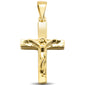 <span>CLOSEOUT! </span>Yellow Gold Plated Plain jesus Cross  .925 Sterling Silver Charm Pendant