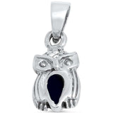 Black Onyx Owl .925 Sterling Silver Pendant Charm