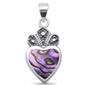 <span>CLOSEOUT!</span>Cute! Abalone Crown Heart .925 Sterling Silver Charm Pendant