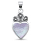<span>CLOSEOUT!</span>Cute! Mother of Pearl Crown Heart .925 Sterling Silver Charm Pendant