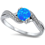 <span>CLOSEOUT! </span>Blue Opal Infinity Cubic Zirconia .925 Sterling Silver Ring