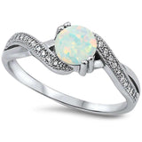 White Opal Infinity Cubic Zirconia .925 Sterling Silver Ring