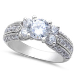 .925 Sterling Silver 1.75Ct Round & Pave Cz Promise Ring
