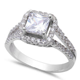 1.50Ct Princess Cut White Cz Engagement .925 Sterling Silver Ring Sizes 5-10