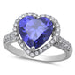Sterling Silver Tanzanite Heart Ring with Cubic Zirconias