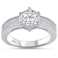 <span>CLOSEOUT! </span>Round Solitaire & Pave Set Cz .925 Sterling Silver Ring