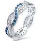 Blue Sapphire & Cubic Zirconia Infinity Band .925 Sterling Silver Ring Sizes 4-11