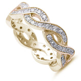 <span>¡LIQUIDACIÓN!</span> Anillo de plata de ley .925 chapado en oro amarillo con diseño de infinito de circonitas, tallas 4-12