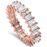 Rose Gold Plated Round Solitaire Cz Fashion .925 Sterling Silver Ring