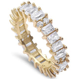 Yellow Gold Plated Round Solitaire Cz .925 Sterling Silver Ring