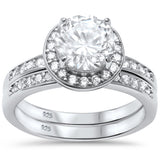 <span>CLOSEOUT! </span>2.25ct Halo Style CZ Engagement Set .925 Sterling Silver Ring