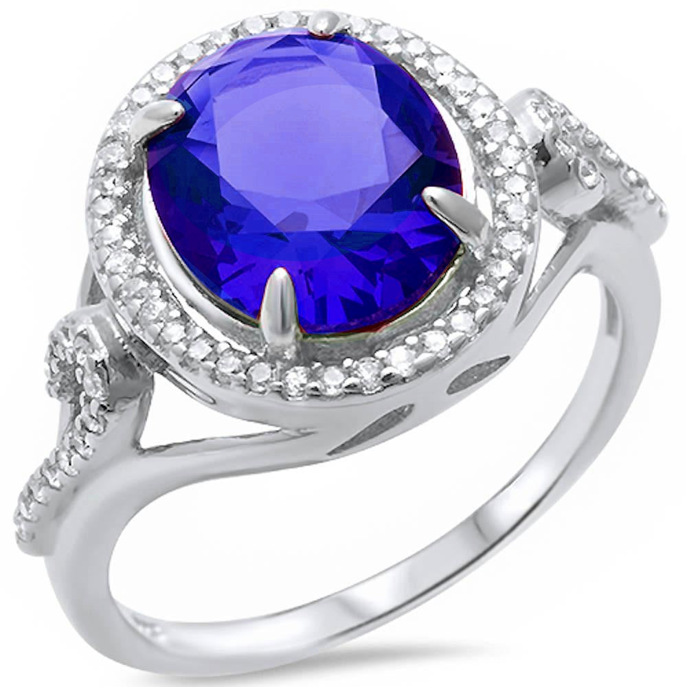 <span>CLOSEOUT!</span>Oval Simulated Tanzanite & Cubic Zirconia .925 Sterling Silver Ring Sizes 5-10