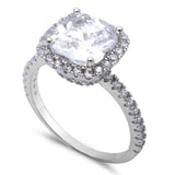 3CT Cushion Cut Fine Cz .925 Sterling Silver Ring