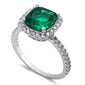 <span>CLOSEOUT! </span>3ct Green Emerald & Russian CZ .925 Sterling Silver Ring Sizes 5-10