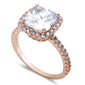 <span>CLOSEOUT! </span>Rose Gold Plated Cushion Cut Fine Cz .925 Sterling Silver Ring