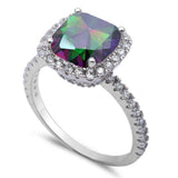 <span>CLOSEOUT! </span>Cushion Cut Rainbow Topaz & Cz .925 Sterling Silver Ring