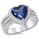 Tanzanite & Cz Heart .925 Sterling Silver Ring Sizes 5-9