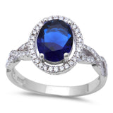 Filigree Style Oval Blue Sapphire Fashion .925 Sterling Silver Ring
