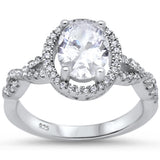 Filigree Style Oval Cubic Zirconia .925 Sterling Silver Ring