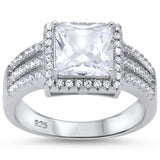 Princess Cut Cubic Zirconia Engagement  .925 Sterling Silver Ring
