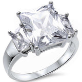 <span>CLOSEOUT! </span>Radiant Cut & Baguette Cz .925 Sterling Silver Ring