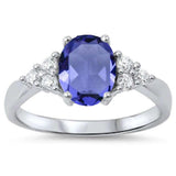 <span>CLOSEOUT!</span> Oval Tanzanite & Cubic Zirconia .925 Sterling Silver Ring