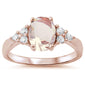 Rose Gold Plated Morganite & Cubic Zirconia .925 Sterling Silver Ring Sizes 4-11
