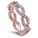  Rose Gold Plated Beautiful Cz Eternity Infinity .925 Sterling Silver Ring
