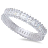 Baguette Cz Fashion Engagement Band .925 Sterling Silver Ring Sizes 5-9