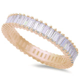  Yellow Gold Plated Baguette Cz Fashion Engagement Band .925 Sterling Silver Ring