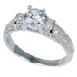 1.25CT Round & Micro Pave Cz Engagement .925 Sterling Silver Ring Sizes 5-9