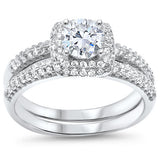 <span>CLOSEOUT! </span>Solitaire Wedding Set Round CZ .925 Sterling Silver Ring