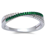 Emerald Cubic Zirconia Infinity .925 Sterling Silver Ring